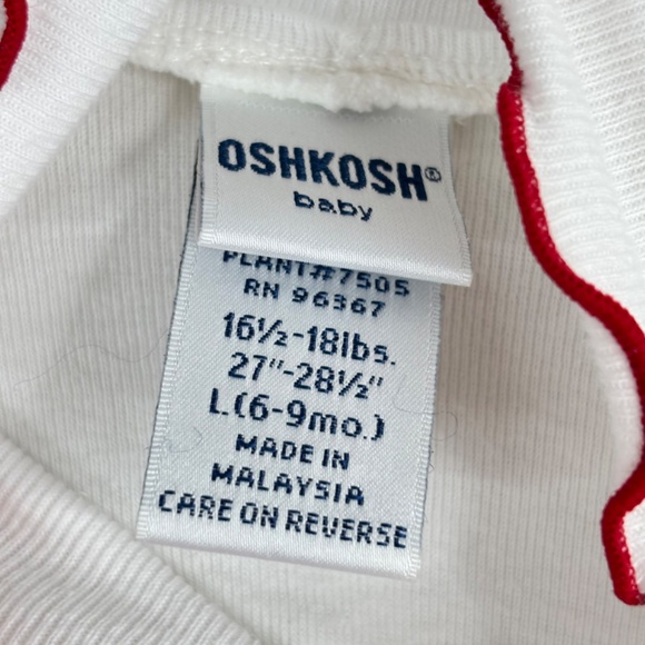 VTG 90s OshKosh Turtleneck 6-9M White Long Sleeve Embroidered Floral Ruffle Xmas - Picture 5 of 9